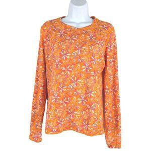 Stio‎ Top Medium Orange Floral Long Sleeve Nylon Blend Stretch Outdoor TP-2829
